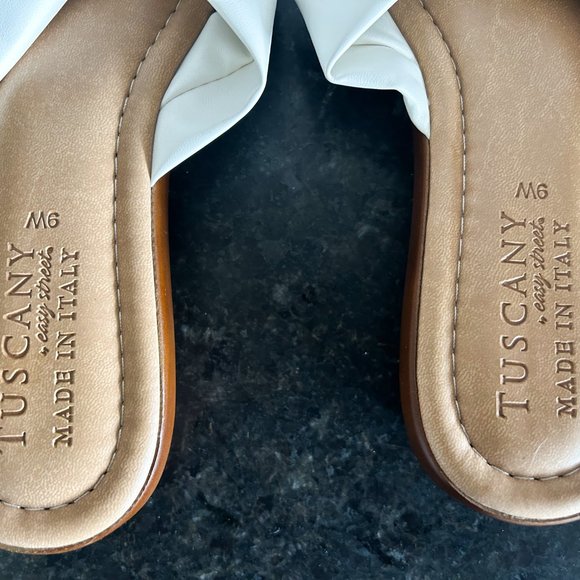 Womens Wedge Sandals 9W, Slip on Sandals, Tuscany womens sandals, Cream sandals - Picture 7 of 7